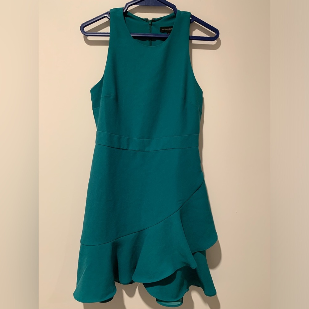 Banana Republic Teal Sleeveless Ruffle Hem Dress